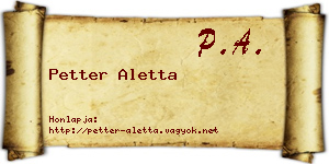 Petter Aletta névjegykártya